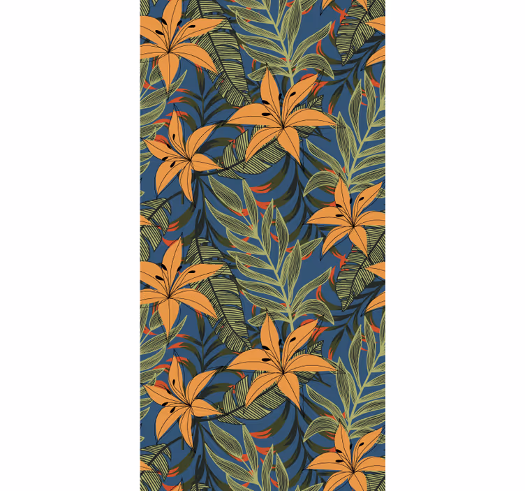 papel de parede flores padrão floral tropical - TenStickers