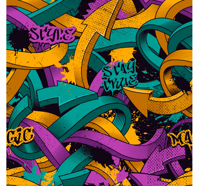 Papel de parede juvenil Setas graffiti realista - TenStickers