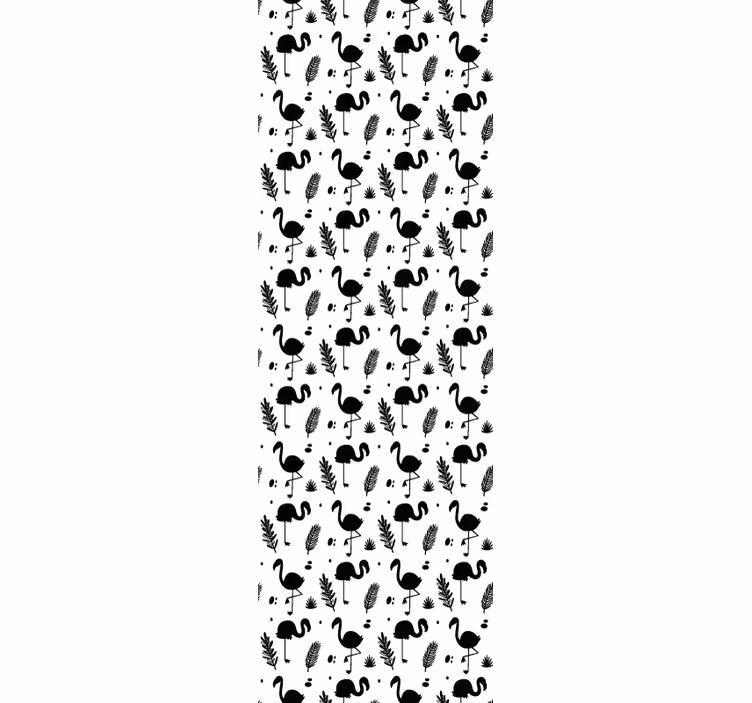 papel de parede de animais Flamingos preto e branco - TenStickers