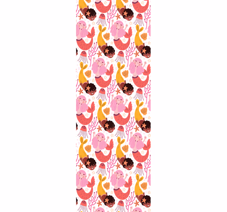 papel de parede infantil Desenho animado criança sereia sorrindo - TenStickers