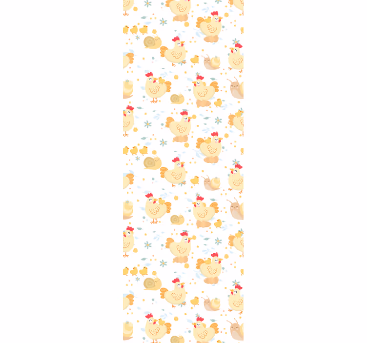papel de parede moderno Granja desenho animado de galinhas e cara - TenStickers