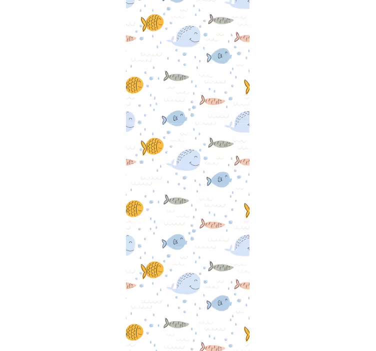 papel de parede moderno Peixe multicolorido de desenho animado - TenStickers
