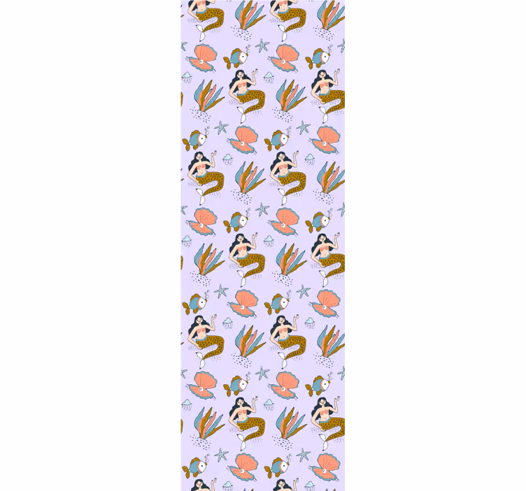 papel de parede infantil Sereias e conchas - TenStickers