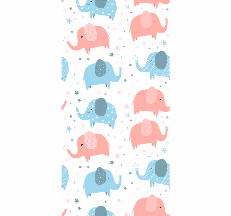 papel de parede infantil Elefante rosa e azul - TenStickers