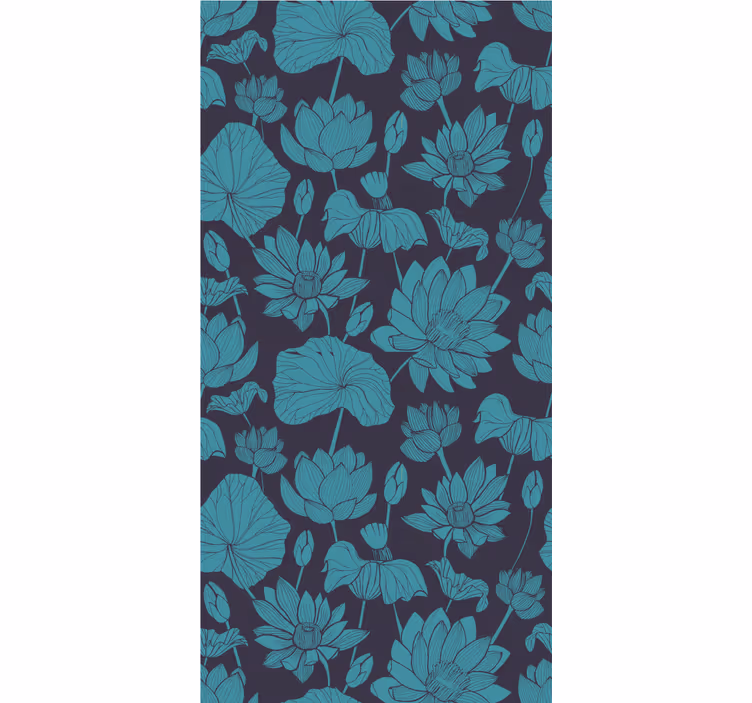 papel de parede flores padrão de lótus botânico - TenStickers