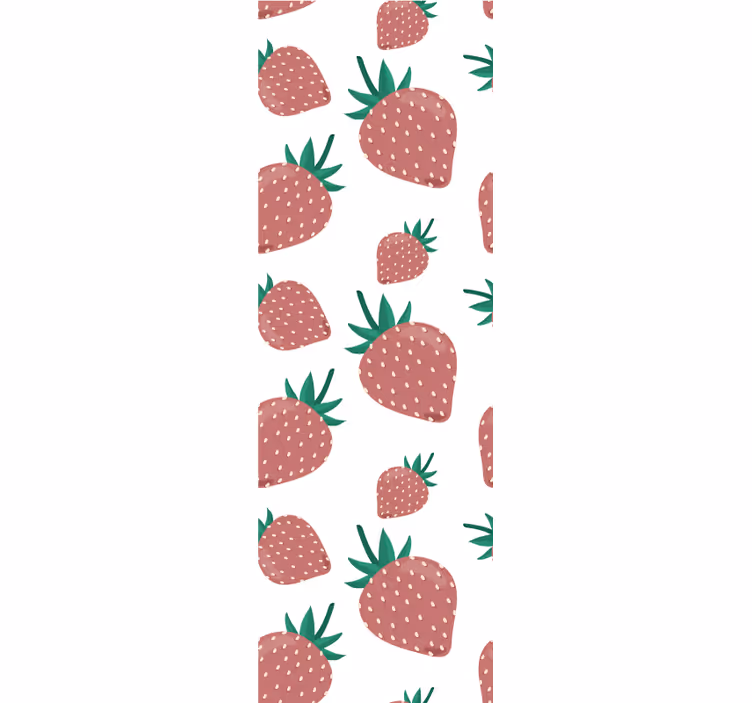 papel de parede para cozinha Padrão colorido de morango manuscrit - TenStickers
