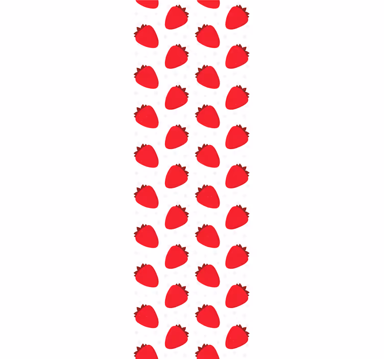 papel de parede para cozinha Morango vermelho sobre branco - TenStickers