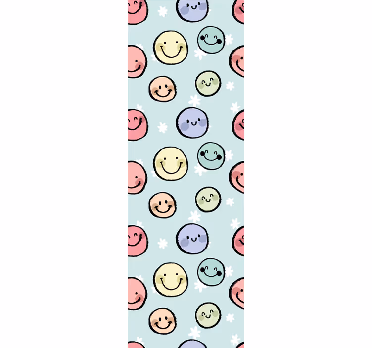 papel de parede para quarto Emoticons de sorriso colorido de giz  - TenStickers