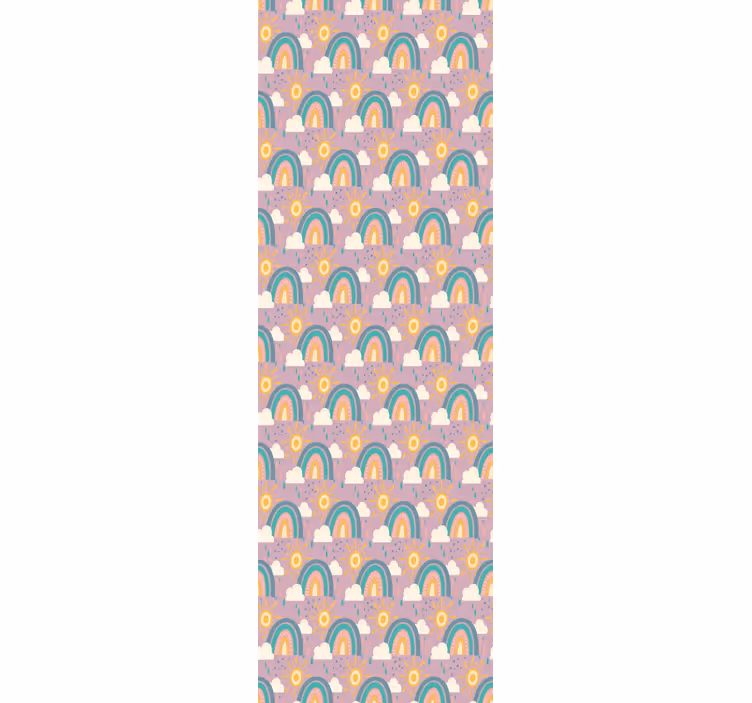 papel de parede infantil Padrão fofo com sol e arco-íris - TenStickers