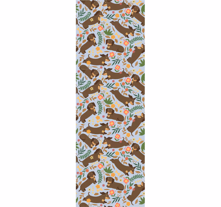 Papel de parede cães padrão floral de elefante - TenStickers