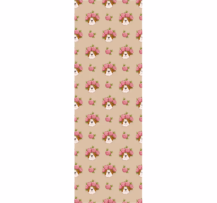papel de parede para quarto Padrão bege bulldog britânico - TenStickers