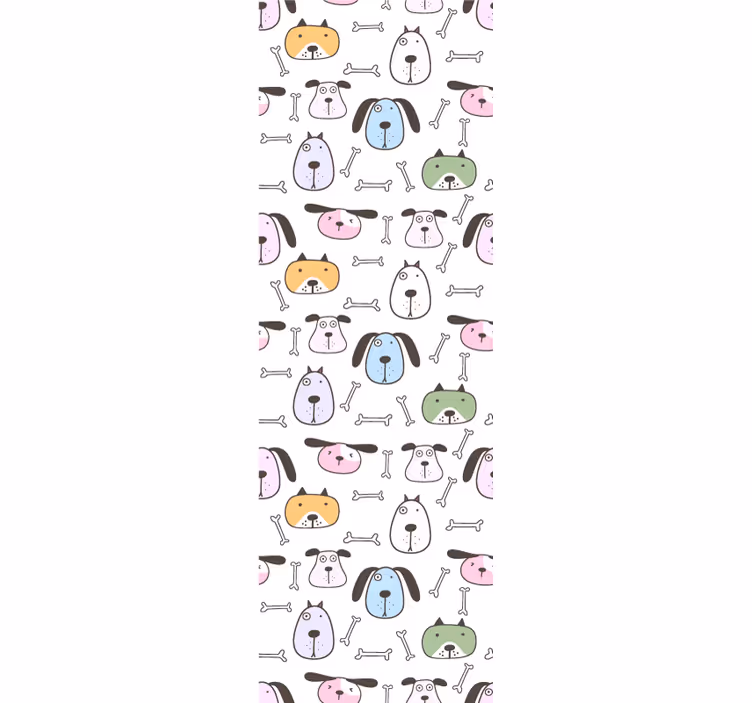 papel de parede para quarto Rostos de cachorrinhos multicoloridos - TenStickers