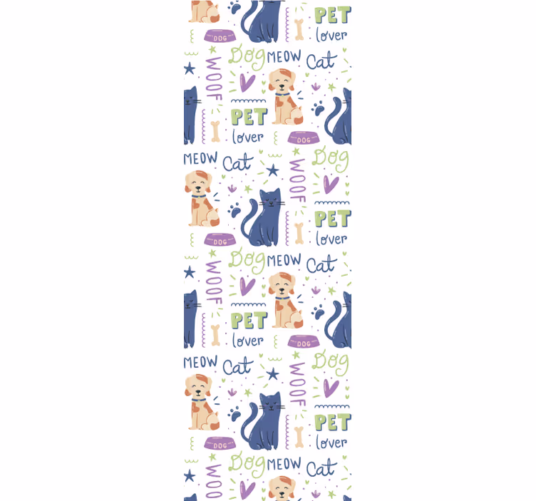 papel de parede para quarto Doodle colorido fantástico com cães - TenStickers