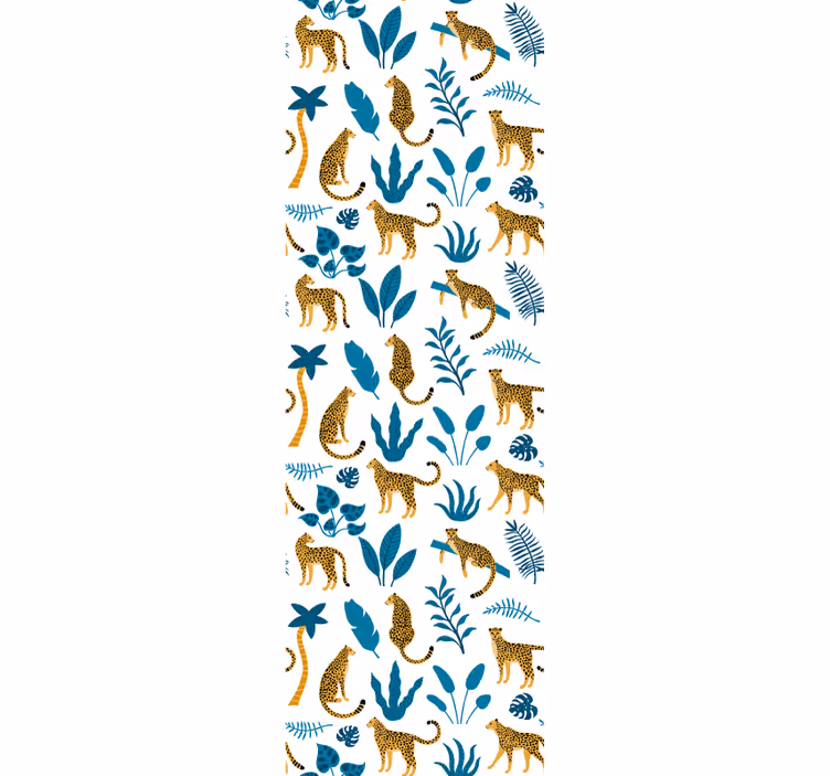 papel de parede para sala Padrão de leopardo tropical - TenStickers