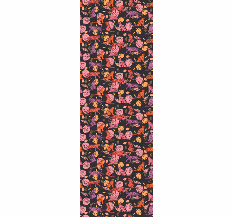 papel de parede para sala Leopardo botânico tropical - TenStickers