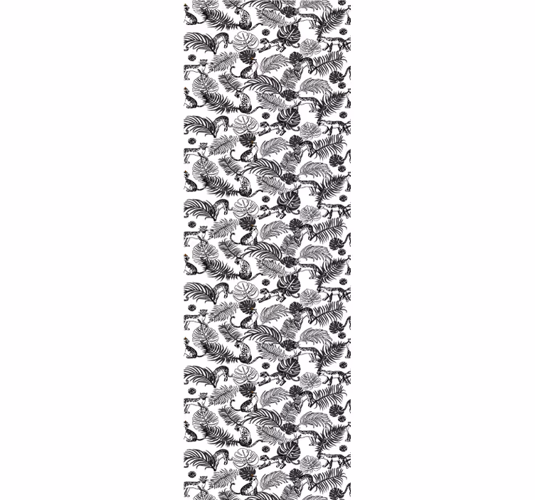 papel de parede selva padrão preto e branco - TenStickers