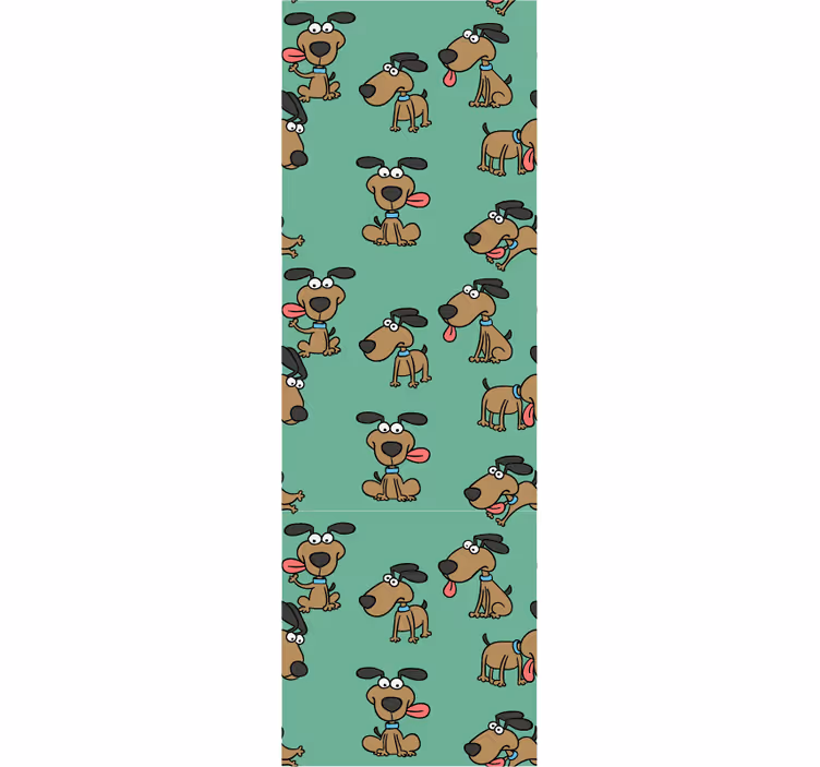 papel de parede para quarto Estilo de desenho animado de cão engr - TenStickers