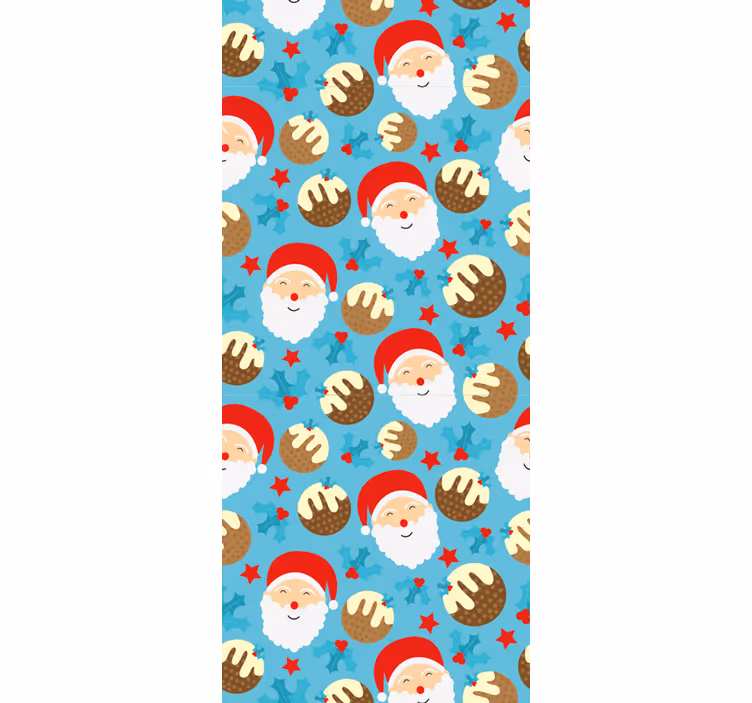 Papel de parede Natal padrão festivo de papai noel - TenStickers
