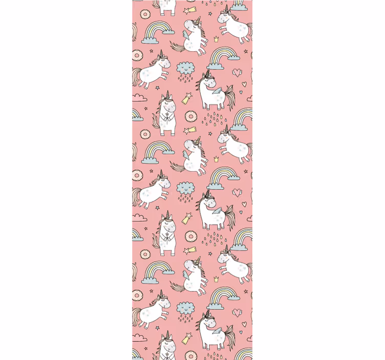 papel de parede artistíco Unicórnios fofos e arco-íris sobre fund - TenStickers