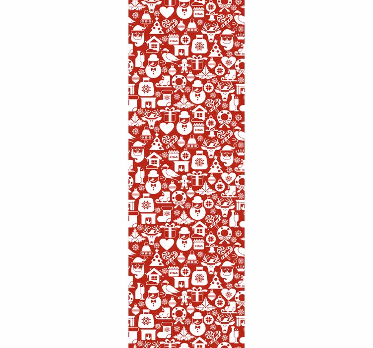 papel de parede para sala ícones de natal fundo vermelho - TenStickers