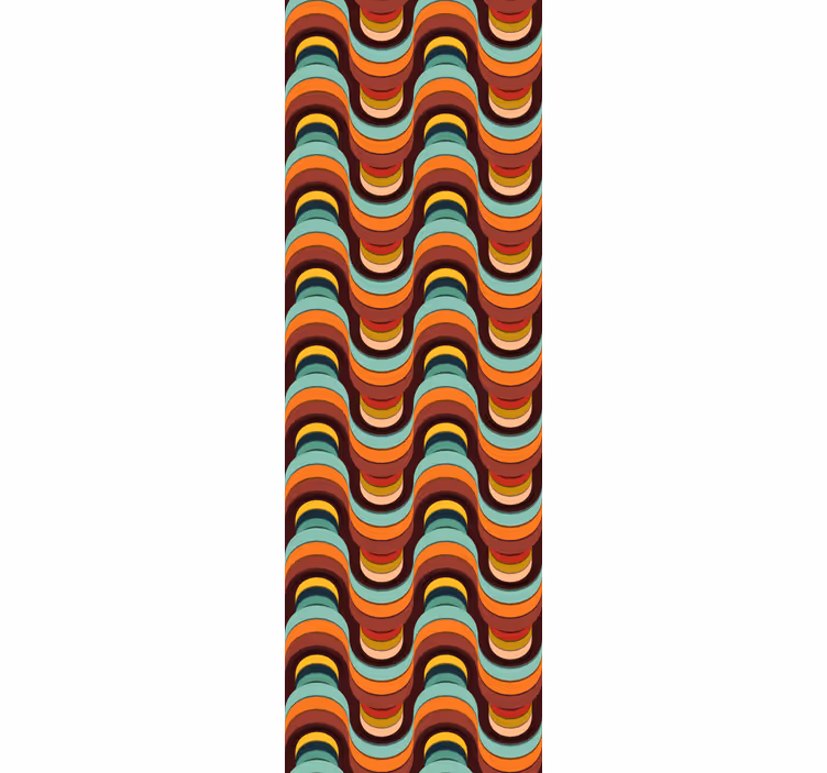 papel de parede formas geométricas padrão ondulado retrô - TenStickers