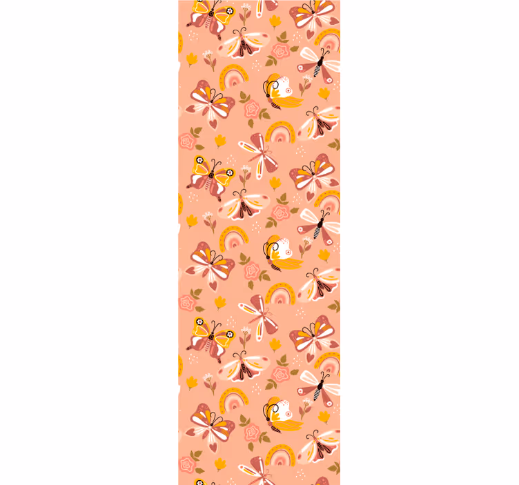 papel de parede borboletas padrão de flora de borboleta - TenStickers
