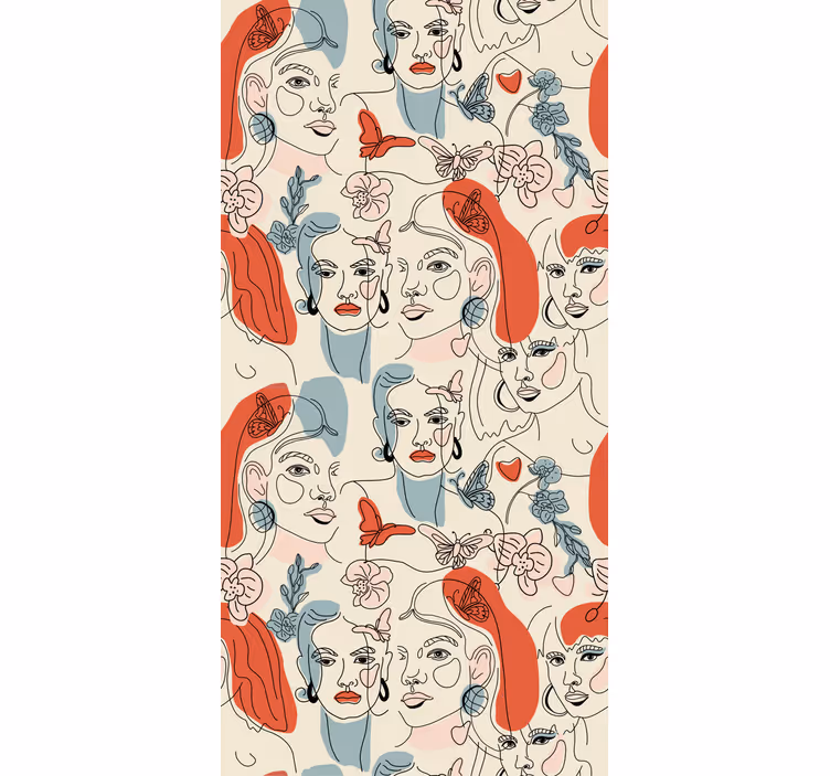 papel de parede artístico arte de linha feminina - TenStickers