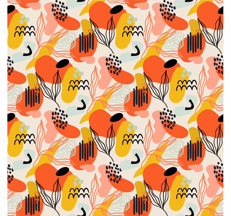 papel de parede artístico formas orgânicas abstratas - TenStickers