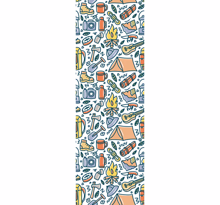 papel de parede Montanhas desenhadas à mão e materiais de acampam - TenStickers