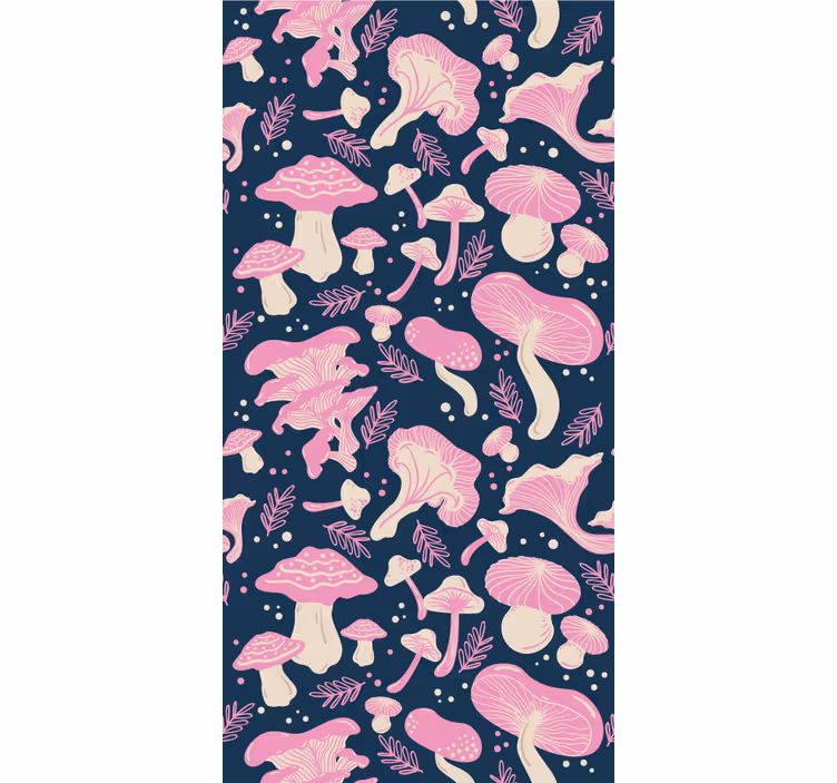papel de parede para cozinha Padrão sem emenda de cogumelo rosa - TenStickers