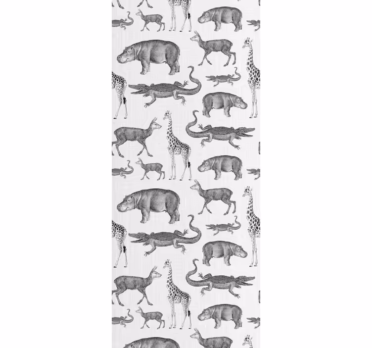papel de parede animais motivo cinza tropical - TenStickers
