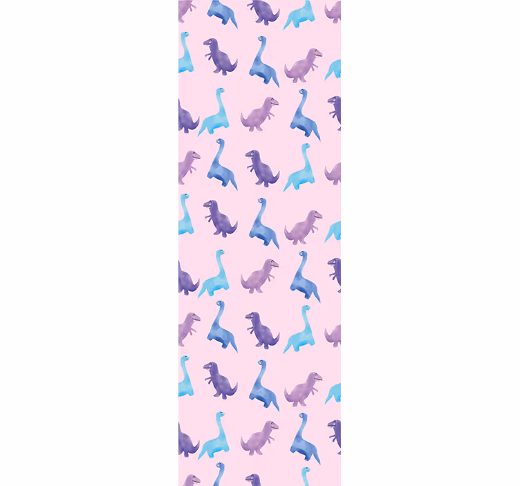 papel de parede infantil Dinossauros rosa no fundo - TenStickers