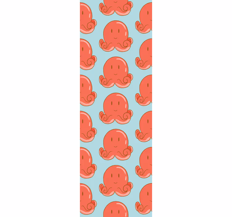 papel de parede infantil Padrão de polvo vermelho - TenStickers