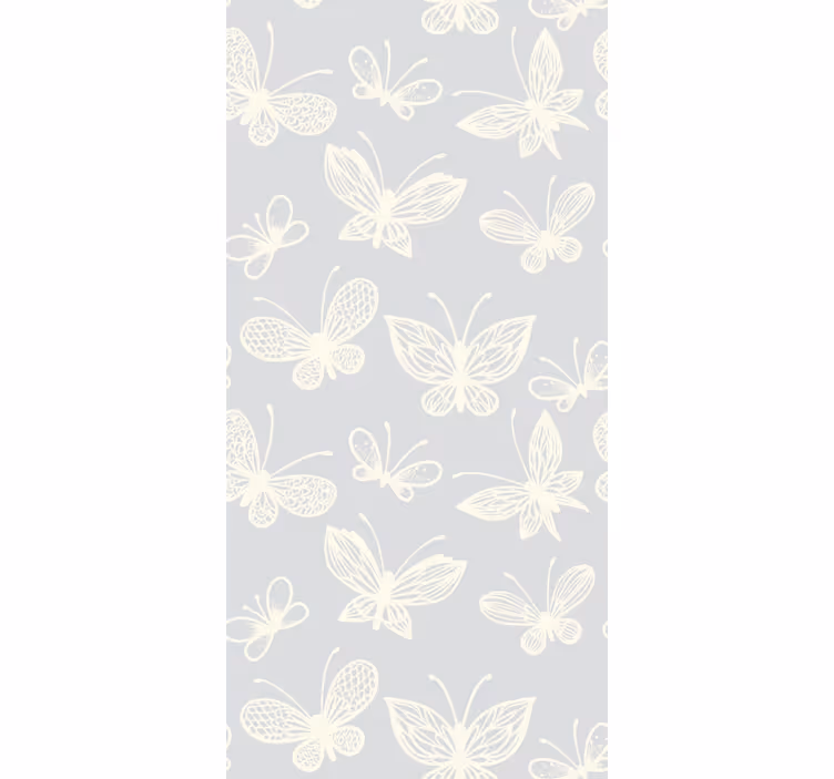 papel de parede borboletas padrão infantil rosa e branco - TenStickers