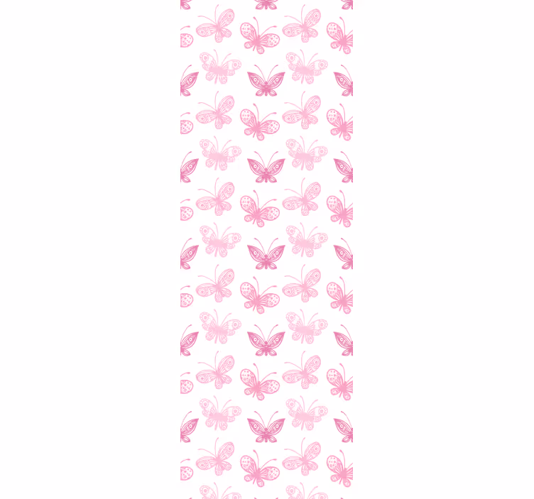 papel de parede infantil Padrão de borboleta com silhueta rosa - TenStickers