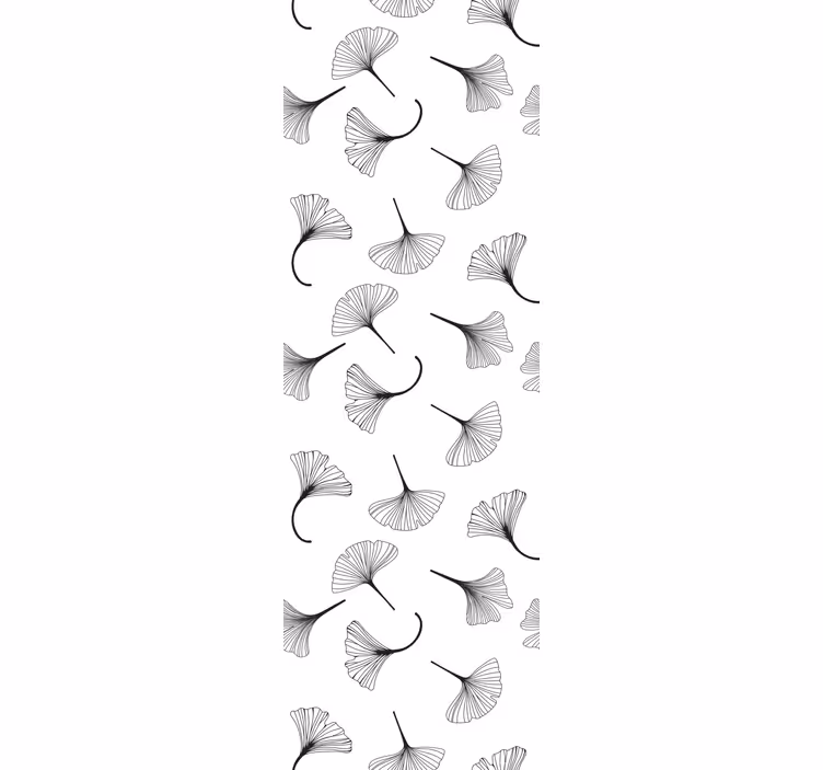 Papel de parede moderno Folhas de ginkgo padrão preto - TenStickers