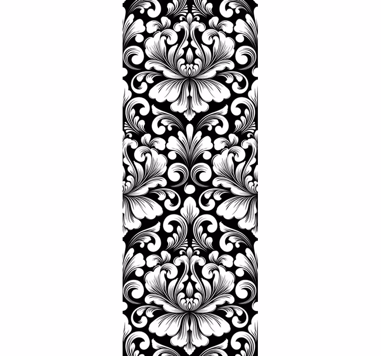papel de parede clássico Desenho de damasco preto e branco - TenStickers