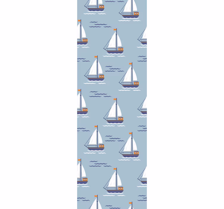 papel de parede infantil Padrão de veleiro branco - TenStickers