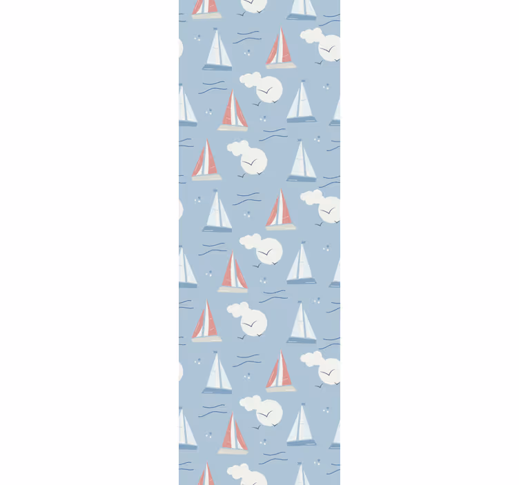 papel de parede infantil veleiros e nuvens - TenStickers
