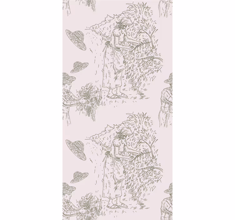 papel de parede clássico Francês vintage padrão em verde - TenStickers