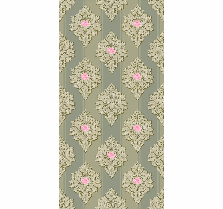 papel de parede clássico Francês verde vintage padrão - TenStickers