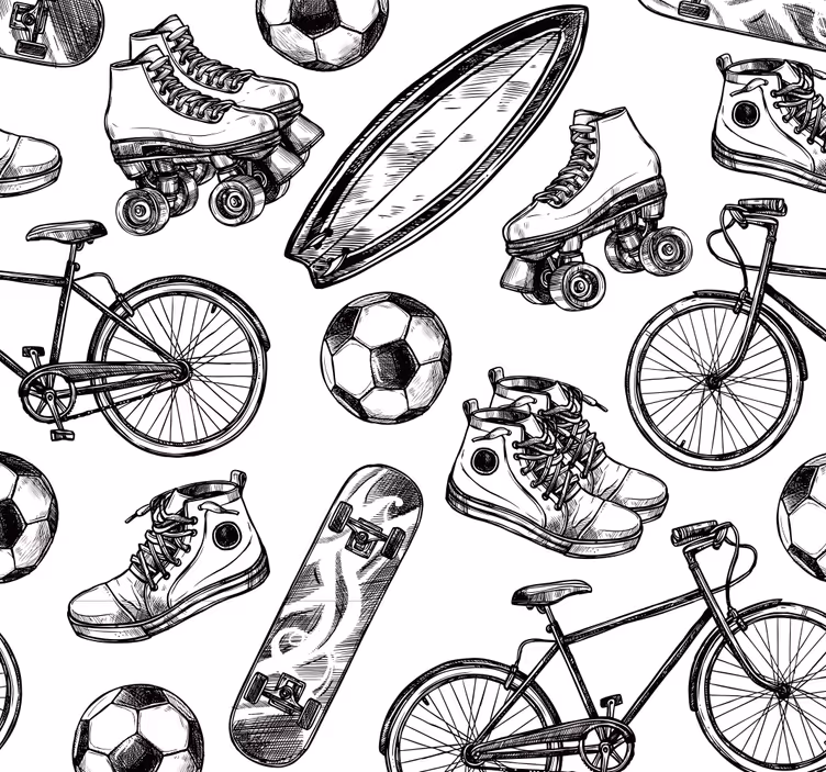 papel de parede outros vintage Rabiscos esportivos - TenStickers