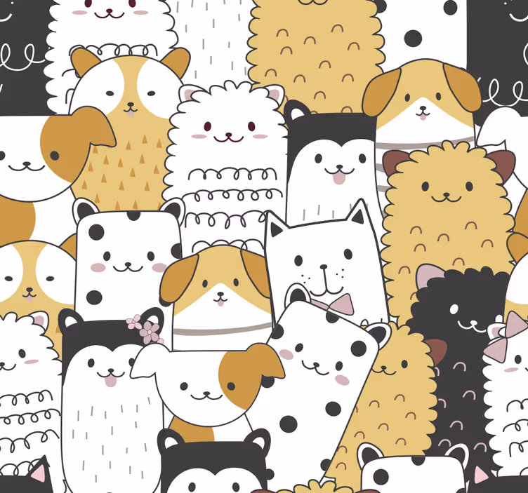 papel de parede infantil :Padrão de cães fofos - TenStickers
