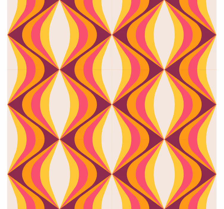 papel de parede para sala onda laranja retrô - TenStickers