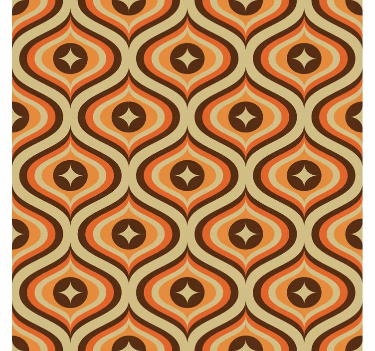 papel de parede para sala retrô laranja e marrom - TenStickers