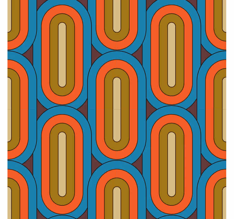 papel de parede para sala retrô arredondado azul - TenStickers