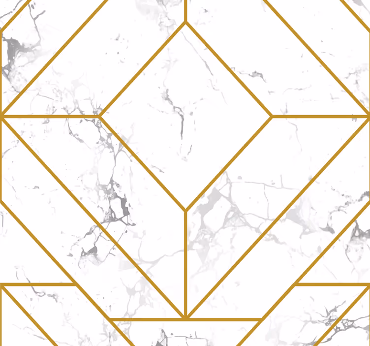 papel de parede para sala geométrico dourado e branco - TenStickers
