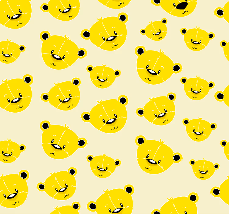 papel de parede amarelo padrão de ursos fofos - TenStickers