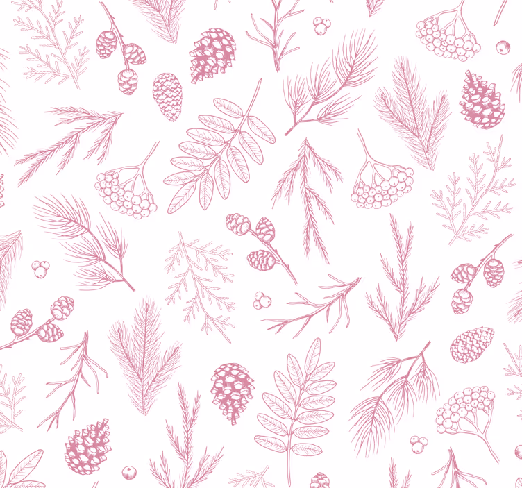 Papel de parede folhas desenho com motivos florais - TenStickers
