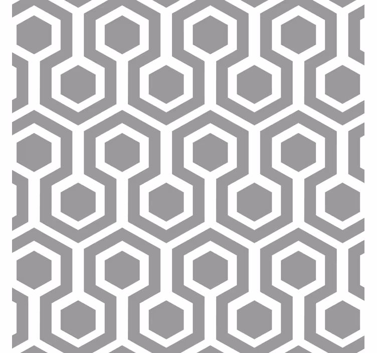 Papel de parede geométrico padrão cinza hexagonal - TenStickers
